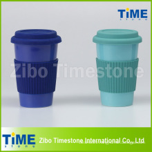 Ceramic Glazed Travel Mug with Silicone Lid and Band